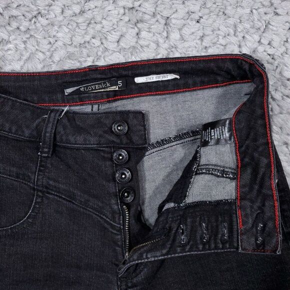 Hot Topic Lovesick Black Rolled Cuffed Jean Shorts Stretch Denim Size 5 - Picture 4 of 12